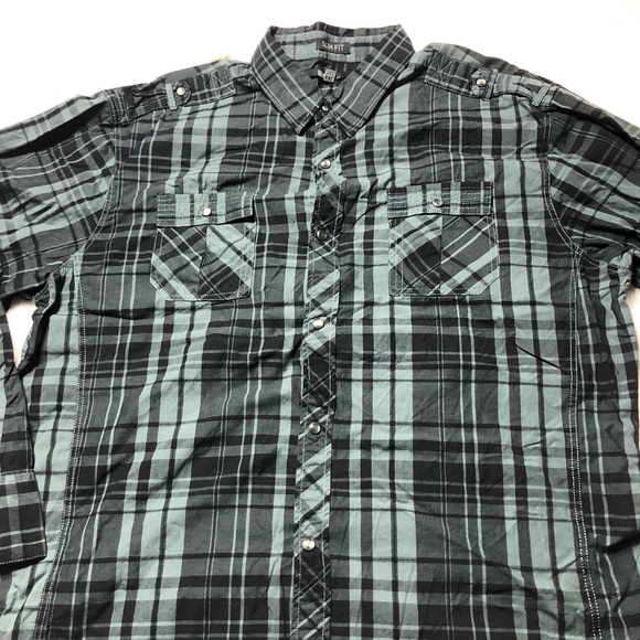 Black Brand Slim Fit Green & Black Plaid Oxford size XXL - Picture 9 of 13